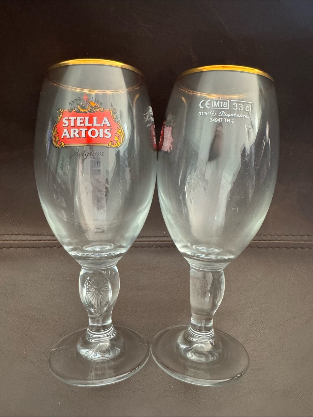 Stella Artois Gold-Rim Chalice Beer Glass - 2pk 33cl
